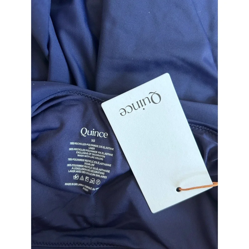NWT Quince Navy Blue Italian Cut Out One-Piece Swimsuit Size XS